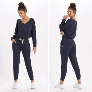 Vuori Lux Performance Jumpsuit Heathered Midnight Athletic Athleisure Gym